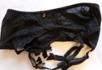 Charnos Small Size Lace Panel 4 strap Suspender Belt in Black