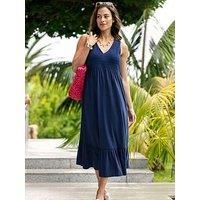 Pour Moi Crochet Bodice Cotton Slub Midi Dress