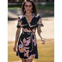 Pour Moi Birdie Stretch Viscose Jersey Wrap Front Dress