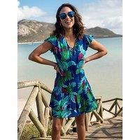 Pour Moi Crinkle Frill Swing Beach Dress - Multi
