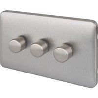 Schneider Electric Lisse Deco 3-Gang 2-Way Dimmer Brushed Stainless Steel (267CC)