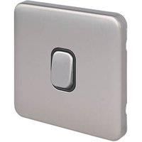Schneider Electric Lisse Deco 10A 1-Gang 2-Way Retractive Switch Brushed Stainless Steel with Black Inserts (127FF)