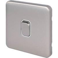 Schneider Electric Lisse Deco 10AX 1-Gang Intermediate Switch Brushed Stainless Steel with White Inserts (456FF)