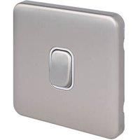 Schneider Electric Lisse Deco 10A 1-Gang 2-Way Retractive Switch Brushed Stainless Steel with White Inserts (489FF)