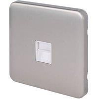 Schneider Electric Lisse Deco Slave Telephone Socket Brushed Stainless Steel with White Inserts (844FF)