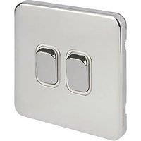 Schneider Electric Lisse Deco 10AX 2-Gang 2-Way Light Switch Polished Chrome with White Inserts (851FF)