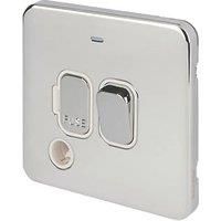 Schneider Electric Lisse Deco 13A Switched Fused Spur with LED Polished Chrome with White Inserts (325FF)