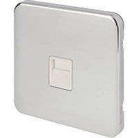 Schneider Electric Lisse Deco Slave Telephone Socket Polished Chrome with White Inserts (749FF)