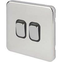 Schneider Electric Lisse Deco 10AX 2-Gang 2-Way Light Switch Polished Chrome with Black Inserts (157FF)