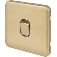 Schneider Electric Lisse Deco 10AX 1-Gang 2-Way Light Switch Satin Brass with Black Inserts (365FF)
