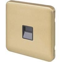 Schneider Electric Lisse Deco Master Telephone Socket Satin Brass with Black Inserts (275FF)