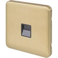 Schneider Electric Lisse Deco Slave Telephone Socket Satin Brass with Black Inserts (542FF)