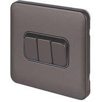 Schneider Electric Lisse Deco 10AX 3-Gang 2-Way Light Switch Mocha Bronze with Black Inserts (814FF)