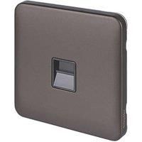 Schneider Electric Lisse Deco Slave Telephone Socket Mocha Bronze with Black Inserts (203FF)