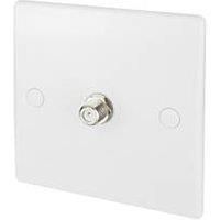 Schneider Electric Ultimate Slimline 1-Gang F-Type Satellite Socket White with Colour-Matched Inserts (8624J)
