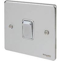 Schneider Electric Ultimate Low Profile 16AX 1-Gang 2-Way Light Switch Polished Chrome with White Inserts (4004J)