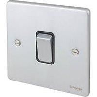 Schneider Electric Ultimate Low Profile 16AX 1-Gang Intermediate Switch Brushed Chrome with Black Inserts (5802J)