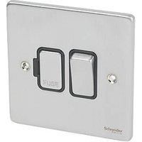 Schneider Electric Ultimate Low Profile 13A Switched Fused Spur Brushed Chrome with Black Inserts (2721J)