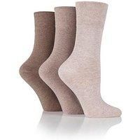 Ladies 3 Pair Iomi Footnurse Gentle Grip Diabetic Socks - Natural 4-8