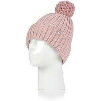 Heat Holders Ladies Ribbed Turn Over Hat With Pom Pom - Light Grey, Grey