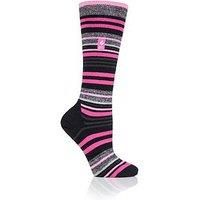 Ladies 1 Pair SOCKSHOP Heat Holders 1.0 TOG Apres Ski Ultra Lite Ski Socks Black Stripe 4-8 Ladies