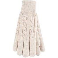 Ladies 1 Pair SOCKSHOP Heat Holders Willow Cable Gloves Cream S/M