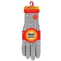 Ladies 1 Pair SOCKSHOP Heat Holders Willow Cable Gloves Light Grey M/L