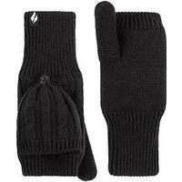 Heat Holders Ash Cable Knit Converter Mittens - Black