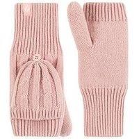 Women's 1 Pair SOCKSHOP Heat Holders Ash Cable Knit Converter Mittens Dusky Pink One Size