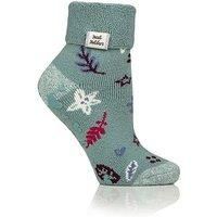 HEAT HOLDERS SOCKSHOP Women/'s Socks - Turn Over Cuff 1.6 TOG Lite Warm Cosy Thermal Lounge Slipper Socks with Anti-Slip Grips Patterned 1 Pair Size 4-8 Winter Bloom