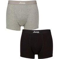 2 Pack Black / Grey Marl Cotton Plain Fitted Hipster Trunks Men's Large - Jeep