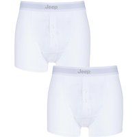 2 Pack White Cotton Plain Fitted Button Front Trunk Boxer Shorts Men's Small - Jeep
