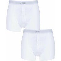 2 Pack White Cotton Plain Fitted Button Front Trunk Boxer Shorts Men's Large - Jeep