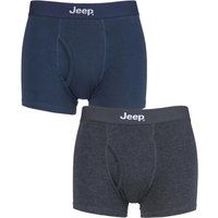 2 Pack Navy / Charcoal Cotton Plain Fitted Key Hole Trunk Boxer Shorts Men's Small - Jeep