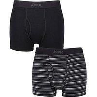 Jeep Mens Striped Cotton Rich Keyhole Trunks Pack of 2 Black/Charcoal M