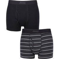 Jeep Mens Striped Cotton Rich Keyhole Trunks Pack of 2 Black/Charcoal L