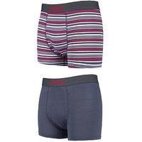 Jeep Mens Plain and Striped Fitted Bamboo Trunks Pack of 2 Charcoal/Berry M