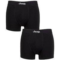 Mens 2 Pack Jeep Cotton Plain Fitted Hipster Trunks Black / Black XL
