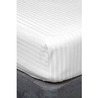 Belledorm Hotel Suite Satin Stripe 540 Thread Count 100% Cotton 15 Inch Extra Deep Fitted Sheet, White, Double