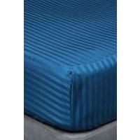 Belledorm Hotel Suite Satin Stripe 540 Thread Count 100% Cotton 15 Inch Extra Deep Fitted Sheet, Navy, Super King