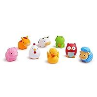 Munchkin Floating Farm Animal Themed Rubber Bath Squirt Toys for Baby, Pack of 8