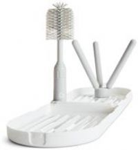 Munchkin Travel Drying Rack with Bottle Brush| Dry up to 3 Baby Bottles at Once | Includes Extendable Silicone Brush with Nipple in Hand | Baby Essentials