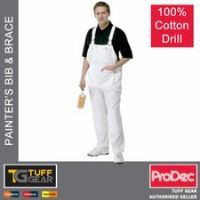 ProDec Painters Bib and Brace Overalls White With Pouch Decorators Coveralls