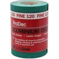 ProDec 5m Roll 120 Grit Fine Grade Green Aluminium Oxide Abrasive Sanding Paper for Sanding Wood, Paint, Plaster, Filler, Metal and More, 115mm Wide Sandpaper Compatible with Machine Sanders