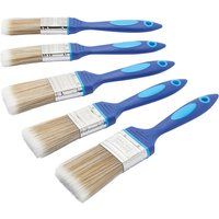 Fit For The Job No Bristle Loss 5 Piece DIY Paint Brush Set For A Smooth Finish with Emulsion, Gloss and Satin Paints on Walls, Ceilings, Furniture, Wood & Metal - cont. 2x 1", 2x 1.5", 1x 2" Brushes