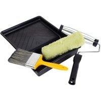 4Pc - Masonry Roller & Brush Painting Sets Brick Stone Wall Long Decorating Kit