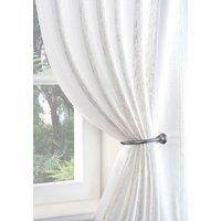 Boucle Stripe Ready Made Single Voile Curtain Natural