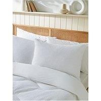 Night Lark - Pillowcase Pair - 100% Natural Cotton Waffle - Super Soft Touch - Two Printed Microfibre Pillow Covers - Luxury Bedding - White