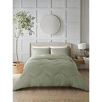 Night Lark - Coverless Duvet - Seersucker Collection - Soft Touch Luxury Bedding - Machine Washable - Hypoallergenic (Olive Green, 4.5 Tog - Super King)