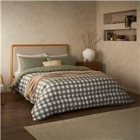 Night Lark Coverless Duvet and Pillowcase Set, Autumn Collection – Coverless Duvet Double 10.5 Tog with Advanced Smartfil® Fibre, Machine Washable, Hypoallergenic – Olive Gingham, Double Bed Size